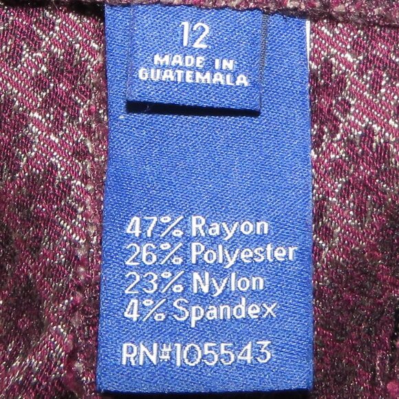 Apt 9 Women's Shiny Purple Floral Brynn Pull-On Pants Size 12 (C1326) - Picture 6 of 7